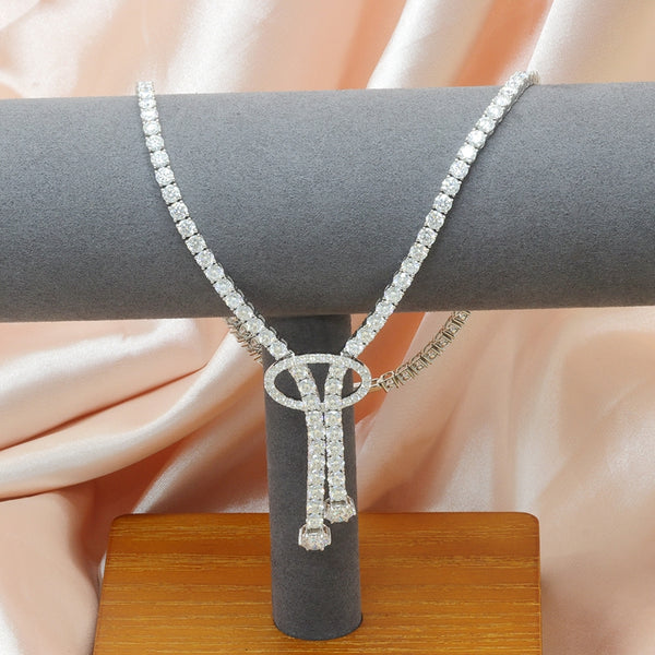 N047- 4mm Moissanite Necklace 16inch(Can custom other length)