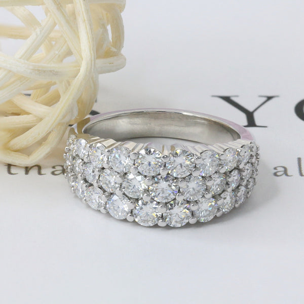 R0055- 3.5MM 3 Rows Round Moissanite Ring Band