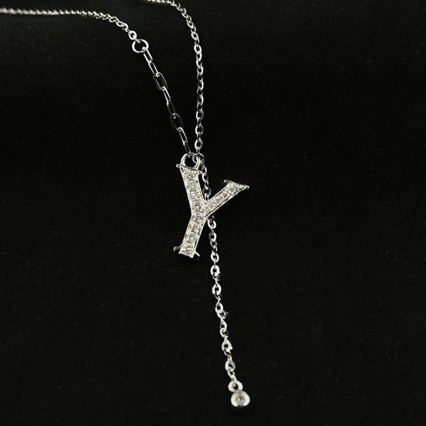 L016-18K 0.222CT Lab Diamond  "Y" Letter Pendant Necklace