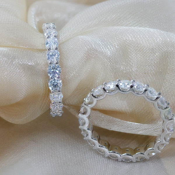 R0061-3mm Full Eternity Round Brilliant Cut Moissanite Ring Band