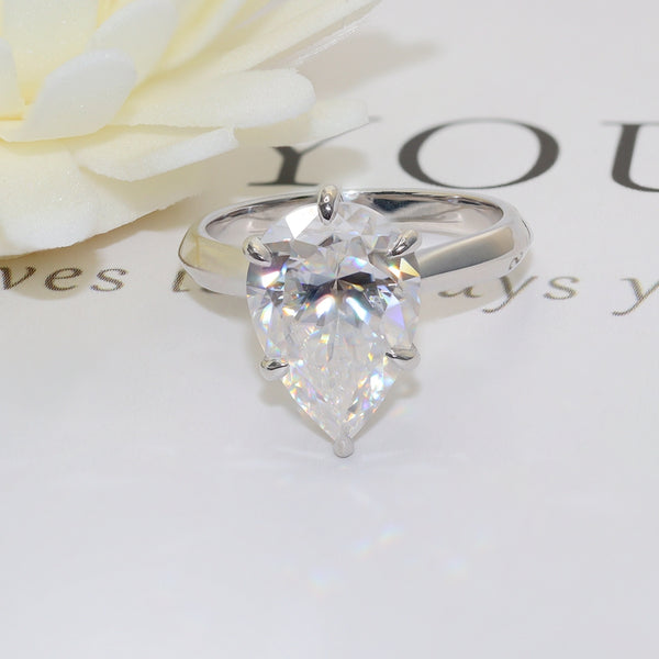 R0058-5CT Pear Cut Moissanite Solitaire Ring