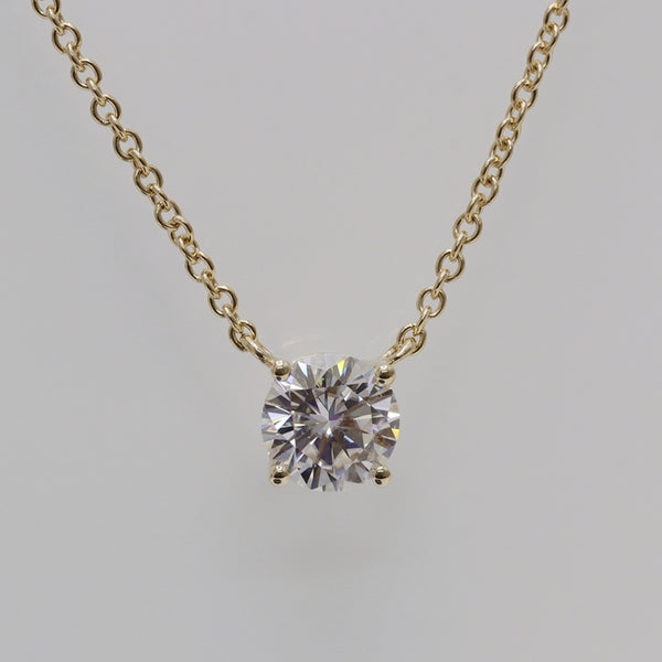 N041- 1.5CT Round Moissanite Solitaire Pendant Necklace