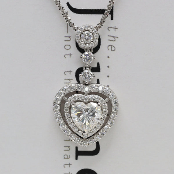 N015- Moissanite 3ct Heart Shaped Luxury Necklace