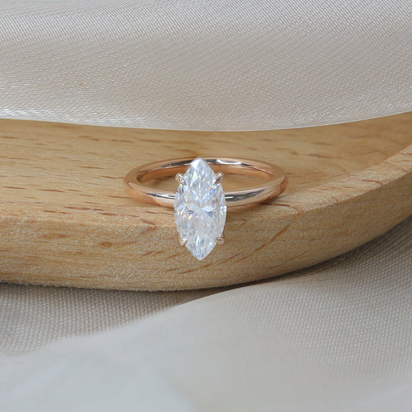 R0044- 2CT 6*12mm Marquise Moissanite Solitaire Ring