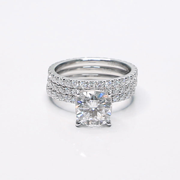 R0018- 3CT Cushion Moissanite Ring Set