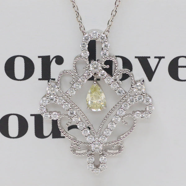 N049- 1CT Original Yellow Pear Moissanite Pendant Necklace