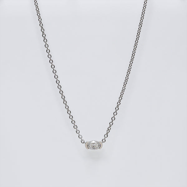 B0068-Paston Custom 2ct 7x9mm Oval Moissanite Pendant Necklace