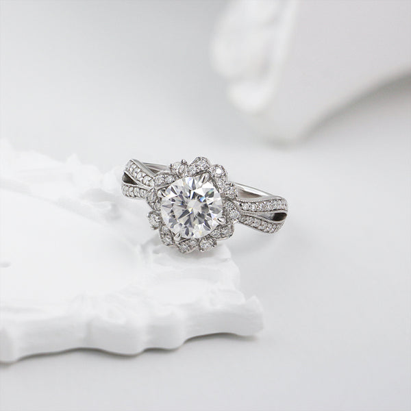 R00591-Paston Custom 9mm 3ct Round Moissanite Ring