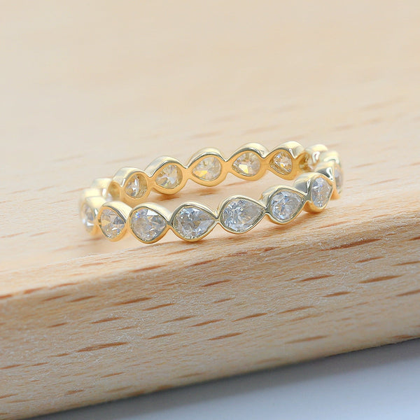 R0033- 2.5X3MM Pear Full Moissanite Eternity Ring