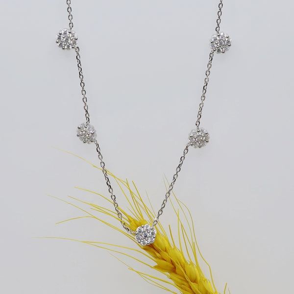 N0029- Moissanite 7 Flowers Necklace Made By 2.5mm Round