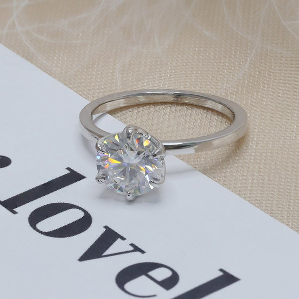 R00140-2CT Round Brilliant Cut Moissanite Solitaire Ring