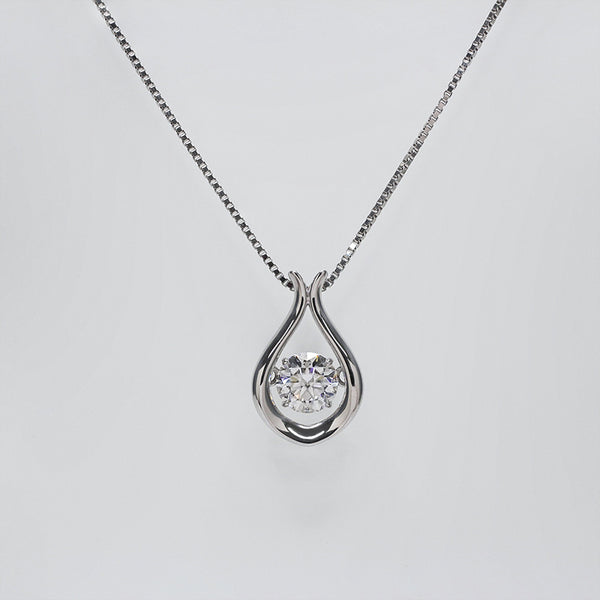 N054-1ct Round Brilliant Cut Moissanite Pendant Necklace