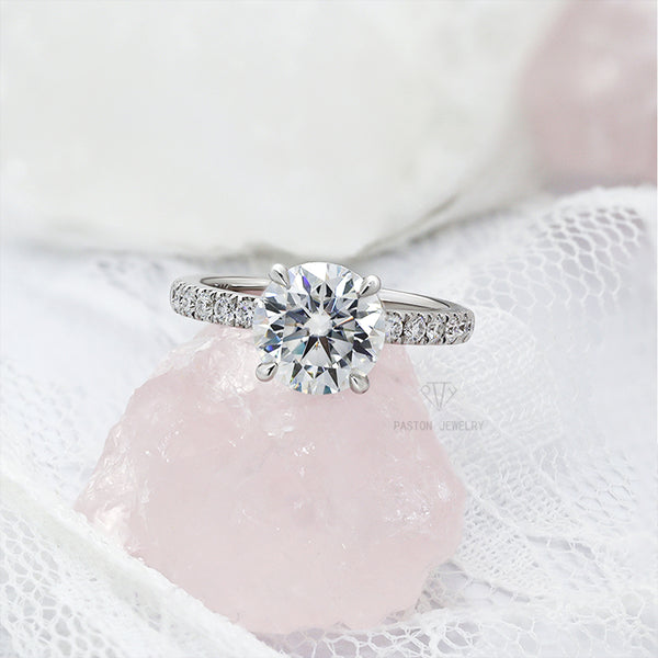 R00637-Paston Custom 7mm 1.2ct Round Brilliant Cut Moissanite Ring
