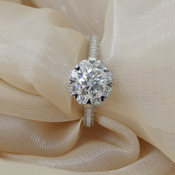 R0086-2CT Bow Design Cushion Moissanite Ring