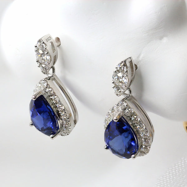 2ct+2ct Lab Grown Sapphire & moissanite Earring studs