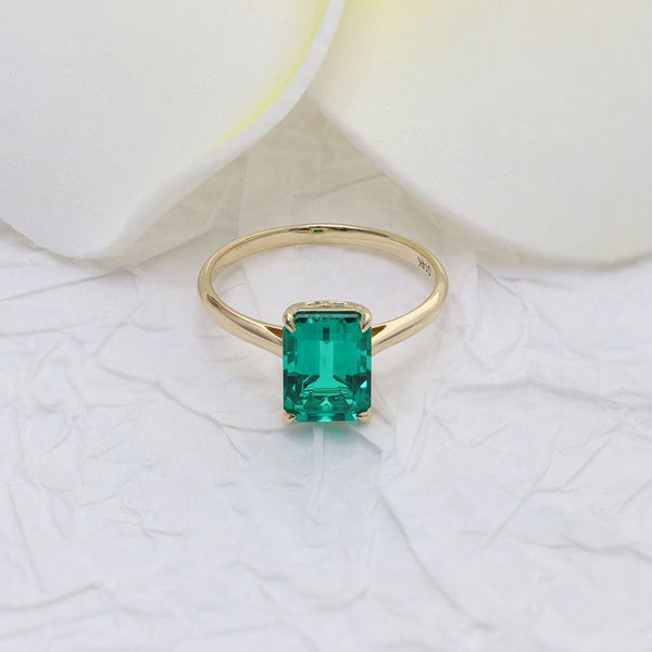 R0098-1.8ct Lab Grown Emerald Solitaire Ring