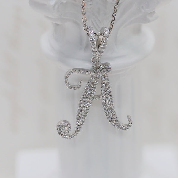 N048- Moissanite Letter Pendant Necklace(Can custom other letters)