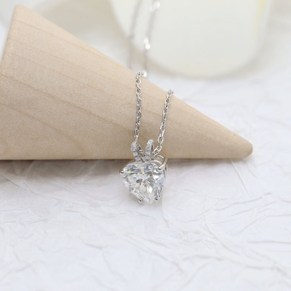 N022- Moissanite 2ct Heart Solitaire Necklace