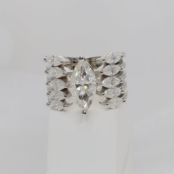 R00235-3CT 7*14mm Marquise Center Moissanite Ring