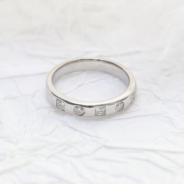 R0093-2.5X2.5mm Princess&Round Moissanite Ring Band