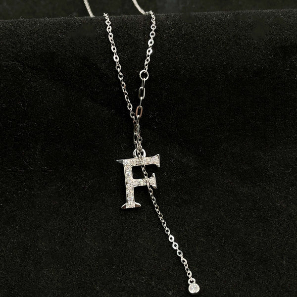 L012-18K 0.232CT Lab Diamond  "F" Letter Pendant Necklace