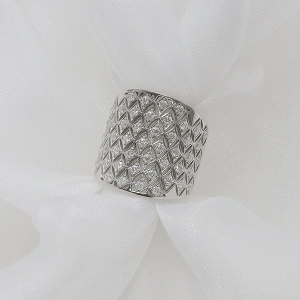 R00137-Grid Moissanite Ring Band