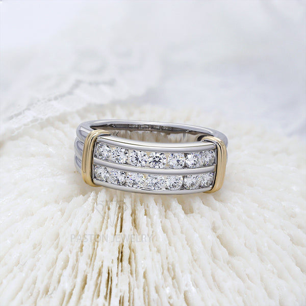 R00622-Paston Custom 3mm Round Moissanite Ring Band