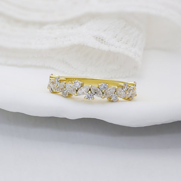 R00502-Paston Custom 1.6mm Round&2x4mm Marquise Moissanite Ring Band