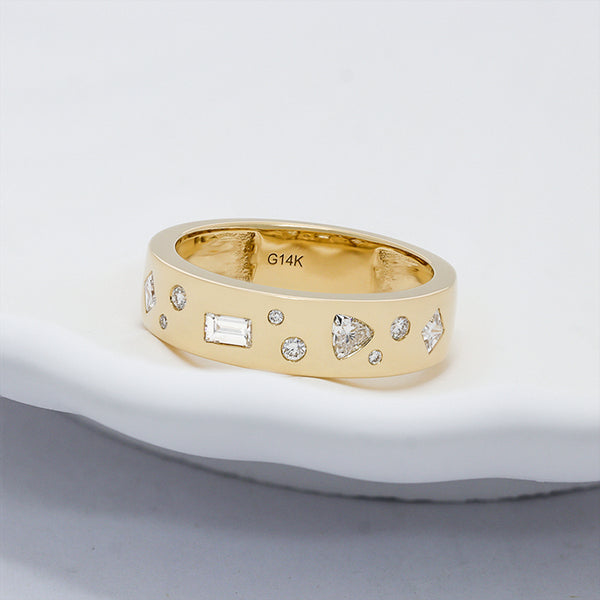 R00501-Paston Custom DVVS Fancy Cut Moissanite Ring Band