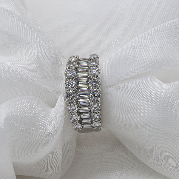 R00374-Round&Baguette Moissanite Ring Band