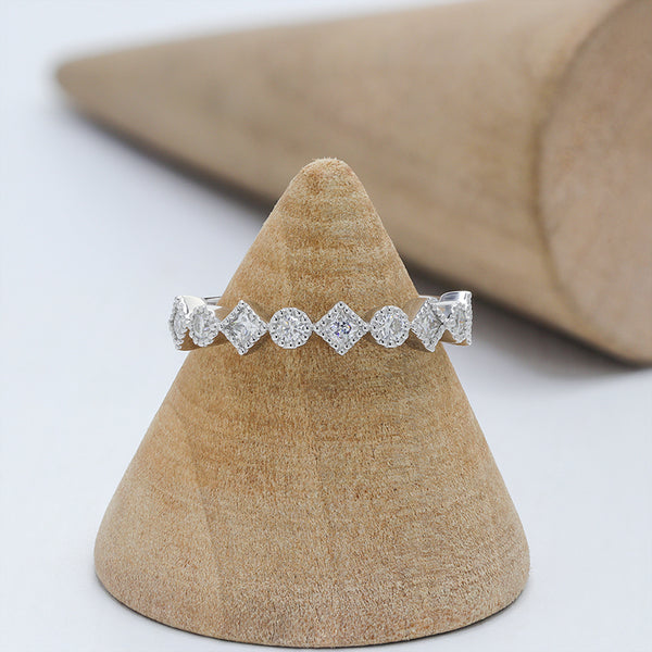 R00477-Paston Custom DEF VVS Round&Princess Moissanite Ring Band