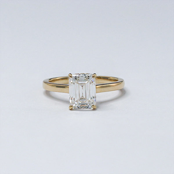 R00282-2CT Emerald Moissanite Solitaire Ring