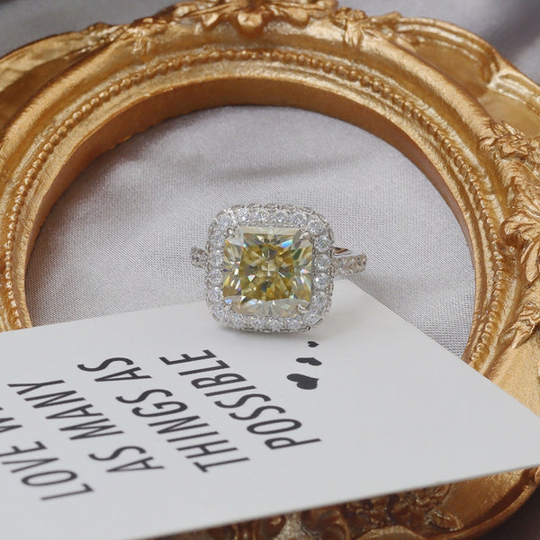 R00132-5CT Yellow Cushion Moissanite Ring