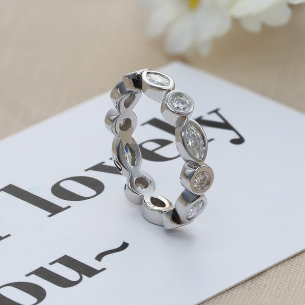 R00246-Marquise&Round Moissanite Eternity Ring