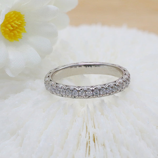 R00164-0.9mm Round Moissanite Full Eternity Ring Band