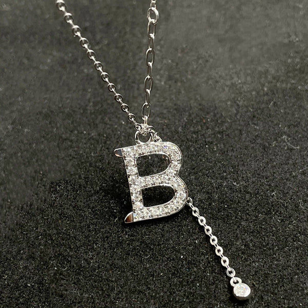 L006-18K 0.289CT Lab Diamond  "B" Letter Pendant Necklace