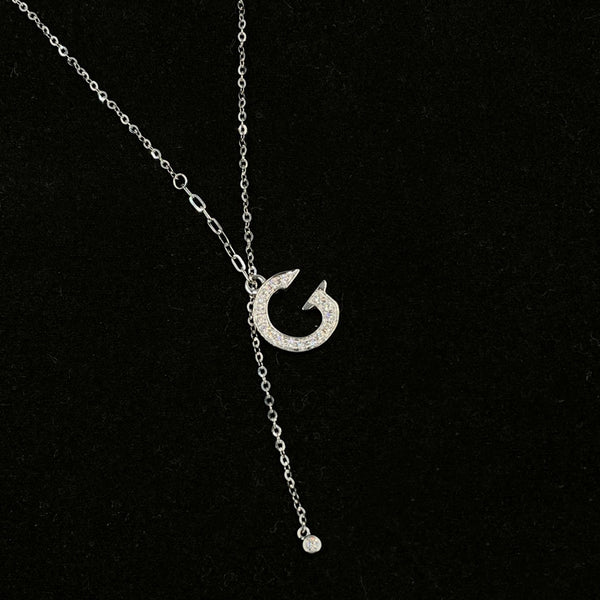 L013-18K 0.248CT Lab Diamond  "G" Letter Pendant Necklace