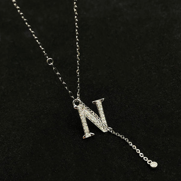 L015-18K 0.298CT Lab Diamond  "N" Letter Pendant Necklace