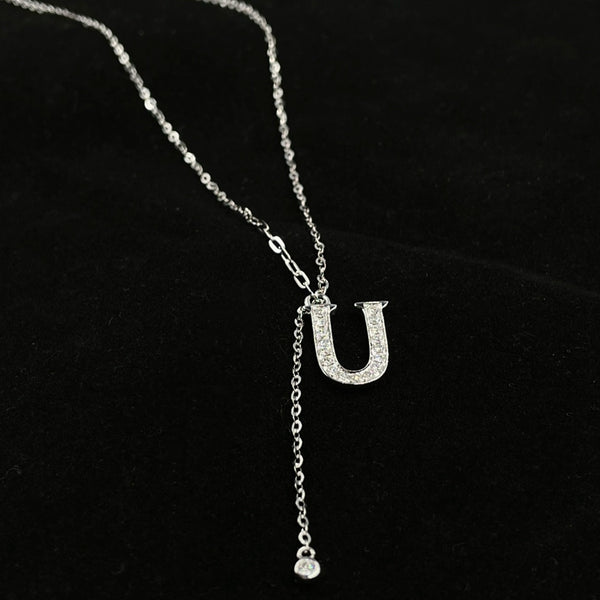 L019-18K Lab Diamond  "U" Letter Pendant Necklace