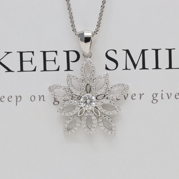 N012- Moissanite 1CT Round Big Flower Necklace