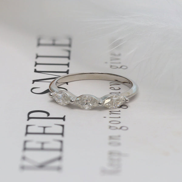 R0092-3X6mm Marquise Moissanite Ring Band