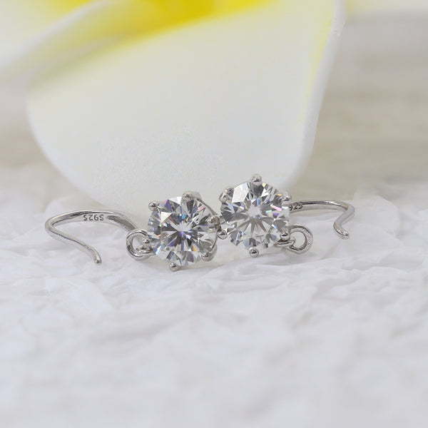 1ct+1ct Round Brilliant Moissanite Earrings