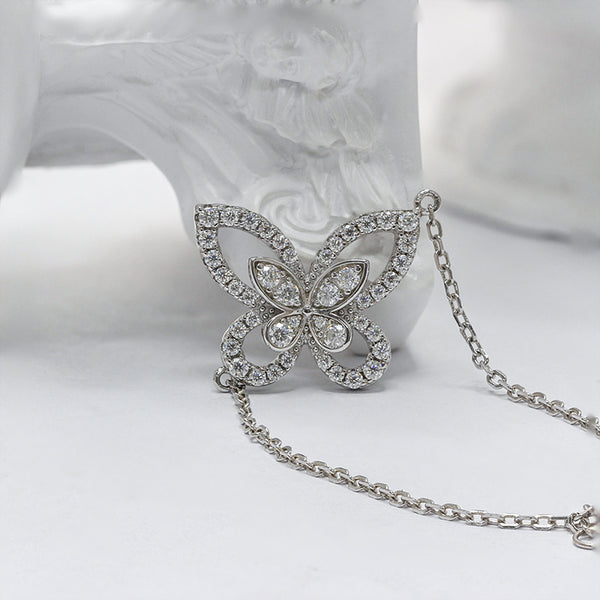 B0019- 925 Silver Moissanite Butterfly Bracelet