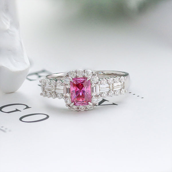 R00291-1CT Pink Radiant Moissanite Ring