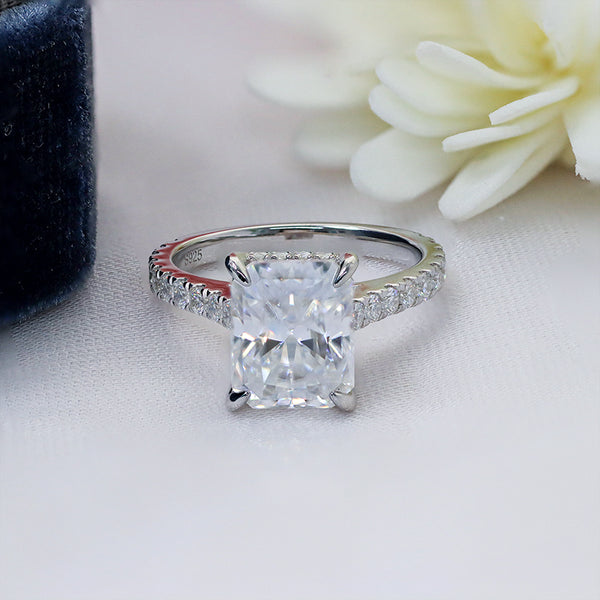 R00278-8x10mm Radiant Moissanite Ring