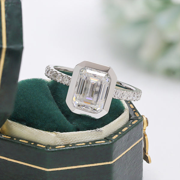 R00601-Paston Custom 2ct 6x8mm Emerald Cut Moissanite Ring
