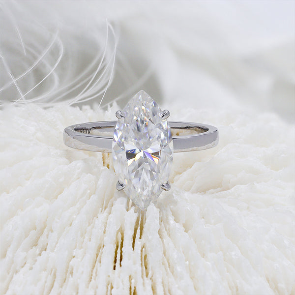R00559-Paston Custom 7x14mm 3CT Marquise Cut Moissanite Solitaire Ring
