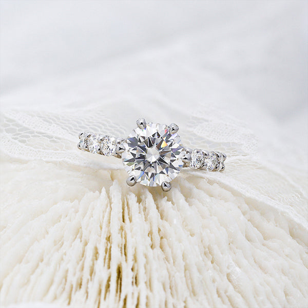 R00588-Paston Custom 9mm 3ct Round Brilliant Cut Moissanite Ring