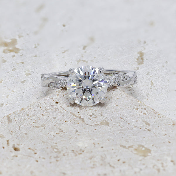 R00576-Paston Custom 8mm 2ct Round Brilliant Cut Moissanite Ring