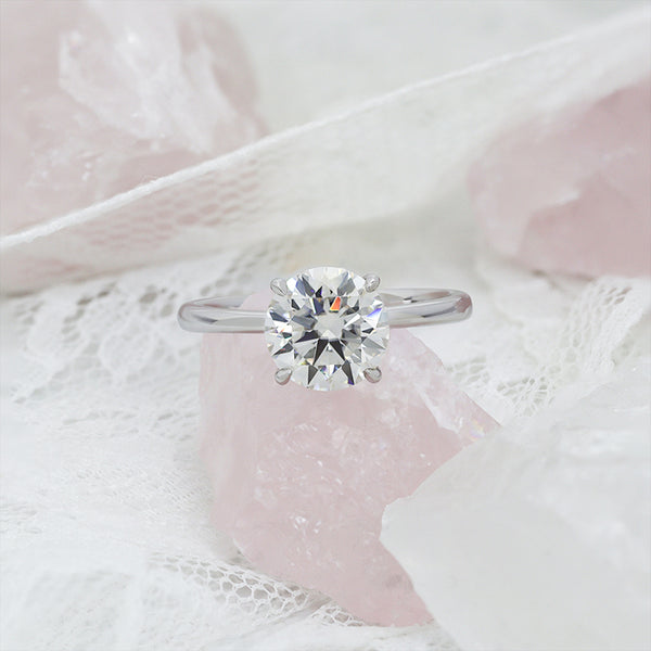 R00595-Paston Custom 8MM 2CT DEF Round Moissanite Ring4 Claws Solitaire Ring